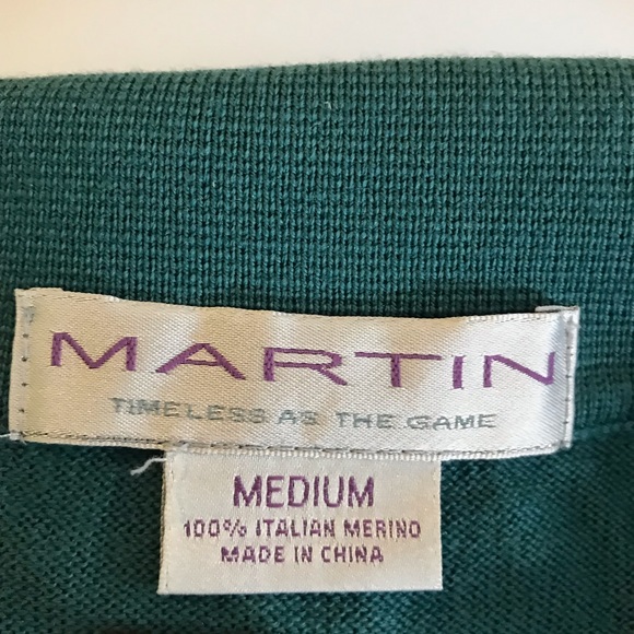 MARTIN M TEAL GREEN 100% ITALIAN WOOL GOLF SWEATER - Picture 5 of 5